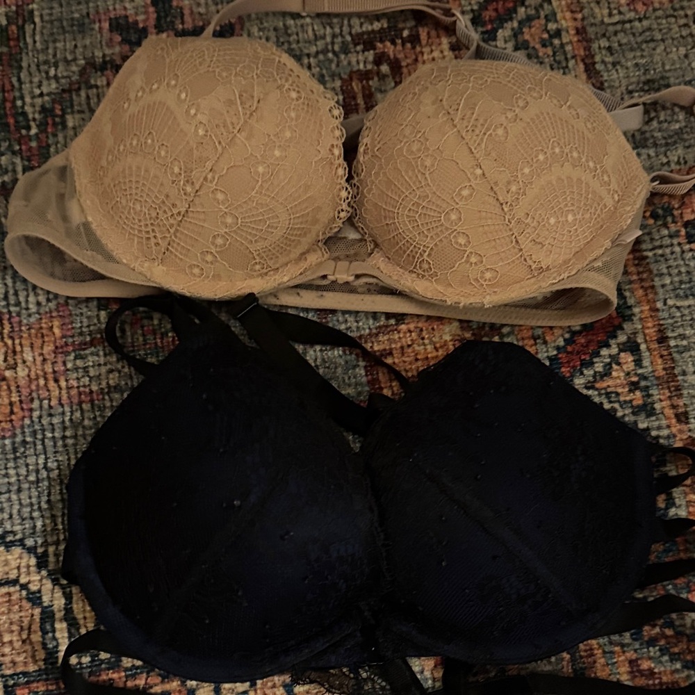 Victoria's Secret Lace Bra Set - Black and Tan
